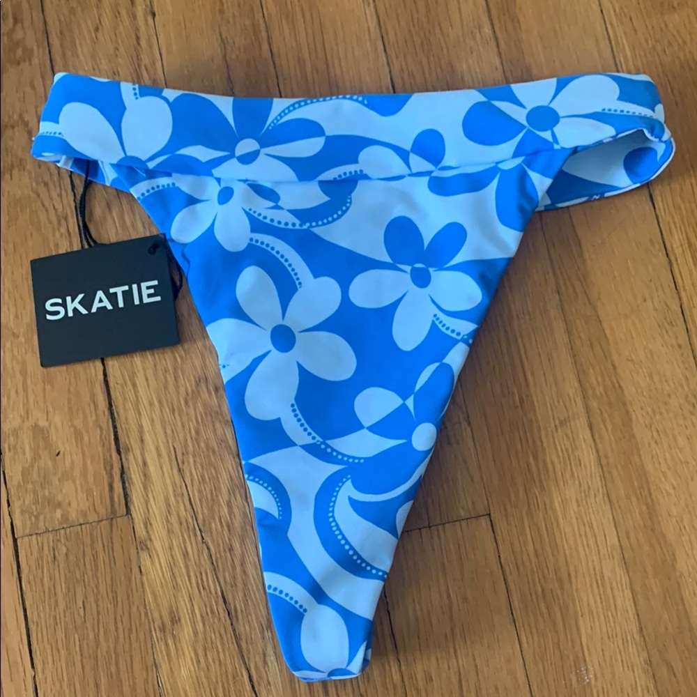 Skatie Blue Floral Bikini Bottom